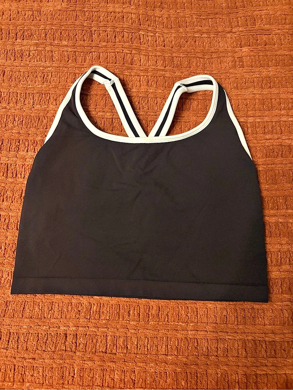 Fabletics Seamless Cropped Built-In Bra Tank Black